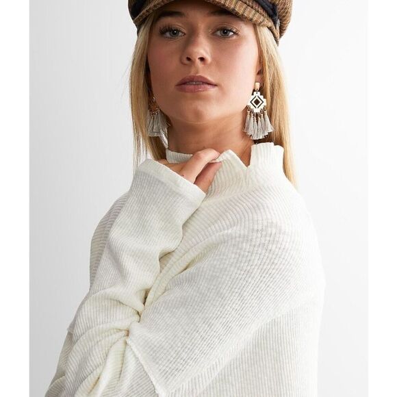 Free People Kasey Mock Neck Top Ivory NWT Sjze Medium - Picture 3 of 9